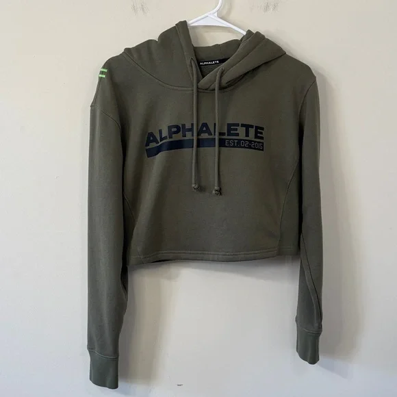 Alphalete Tactical Army Cropped Hoodie Size Medium - Picture 4 of 11